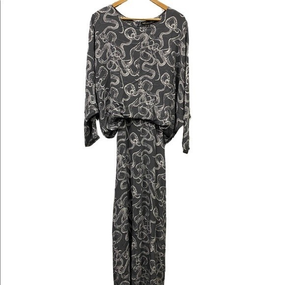 * NWT Winter Kate Silk Maxi Dress Size XS Grey/White Florence Blouson Snake - Picture 2 of 9